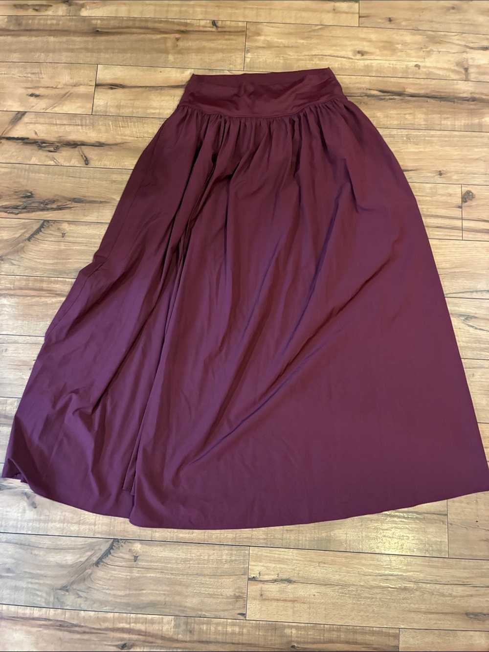 HALARA Burgundy Maxi Skirt with High Waist